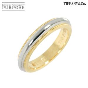 ティファニー TIFFANY&Co. ミルグレイン 5号 リング 幅3.5mm プラチナ Pt K18 YG イエローゴールド 指輪 Milgrain Band Ring 90231163