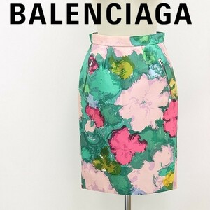 国内正規品●BALENCIAGA バレンシアガ フラワー柄 シルク スカート 36