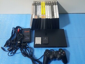 美品　PS2　フルセット　薄型　SCPH-75000　メモリーカード　ソフト13本付きですぐに遊べる