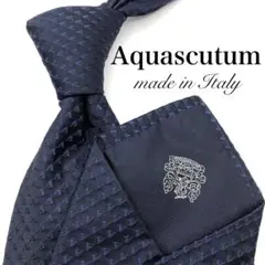 【極美品】Aquascutum ネクタイ Aマーク柄 ネイビー 光沢感 立体