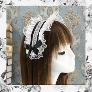 ヘッドドレス リボン 黒 ハロウィン コスプレ ロリータ ゴスロリ カチューシャ ヘアアクセサリー ヘアクリップ メイド メイド服 ハロウィン