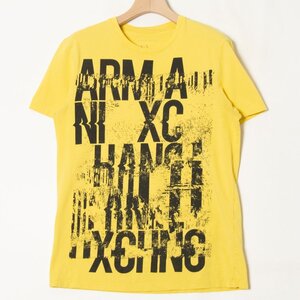 メール便◯ ARMANI EXCHANGE アルマーニエクスチェンジ クルーネック半袖Tシャツ トップス スリム 綿100％ カジュアル 黄色 イエロー S