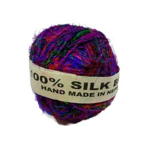 最高級正絹シルク100％リサイクル シルクボール100gm 手芸 絹ハイクオリティーネパール巻き裂き織り サリー糸手芸 シルクヤーン silk yarn 
