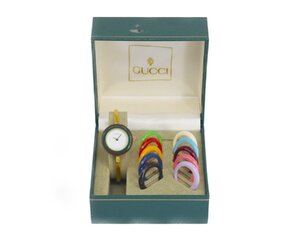 [美品] 稼働品【GUCCI】 グッチ チェンジベゼル 11/12.2 レディース クォーツ 動作OK 箱 中古美品