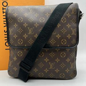 極美品 ルイヴィトン LOUIS VUITTON モノグラム マカサー バスMM ショルダーバッグ メッセンジャー メンズ PVC フラップ ブラック 黒