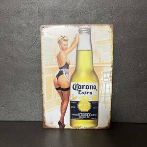 ブリキ看板 アンティーク CORONA 美女 アメリカン雑貨 昭和レトロ