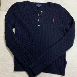 POLO RALPH LAUREN ポロ ラルフローレン キッズ 16 XL ニット 長袖 ニットセーター コットンニット コットンセーター ネイビー