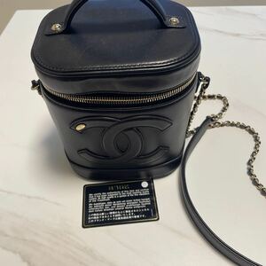 シャネル CHANEL バニティ ブラック レザー ハンドバッグ 中古美品