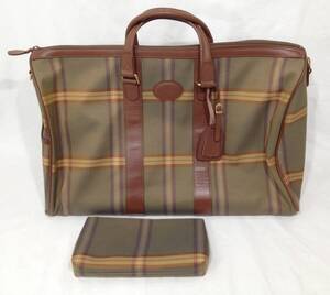 ◆ Burberry バーバリー バーバリーズ ボストンバッグ 旅行バッグ 大容量 カーキ色 タータンチェック 中古品 目立った傷汚れなし