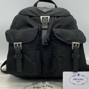 【極美品】プラダ PRADA テスート ナイロン リュック バックパック 三角ロゴ 白タグ ブラック 黒色 メンズ レディース ユニセックス