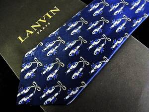 E0735R●美品●ランバン【LANVIN】【魚】ネクタイ