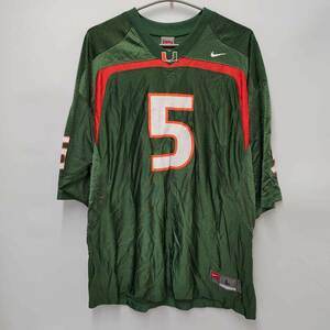 【中古】ナイキ マイアミ大学 ハリケーンズ Hurricanes アメフト ジャージ JERSEY #5 L メンズ NIKE