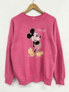 70-80s ミッキー スウェット Velva Sheen ベルバシーン Disney ディズニー Lサイズ ピンク　ビンテージ 古着