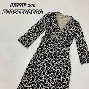 【DIANE von FURSTENBERG】ダイアンフォンファステンバーグ カシュクール ワンピース カーディガン シルク100％ 黒 ブラック 404-140402