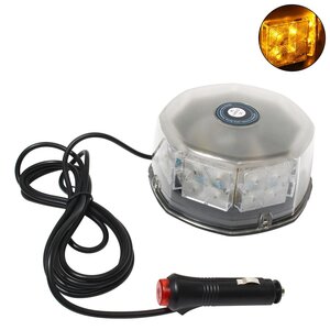 【送料無料】 LED 警告灯 ランプ 32LED 12/24V [ イエロー/黄 ] シガー ソケット 拡散 レンズ 警告 非常 回転 作業 灯 トラック 大型車 船