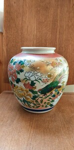 ★ 九谷焼 司峰 花瓶 九谷 華道 茶道具 茶事 花柄 鳥 花鳥 牡丹 金彩 陶器 焼物 花入れ 花器 伝統的工芸品 インテリア オブジェ 箱付