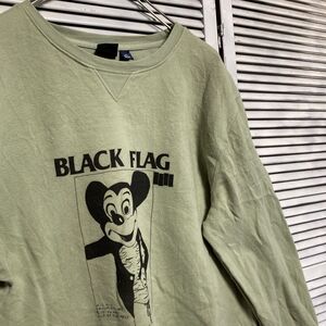 AXYK 1スタ 緑 バンド スウェット ブラックフラッグ BLACKFLAG ロック 90s 00s ビンテージ アメリカ 古着 卸 仕入れ kg