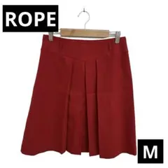 ROPE ロペ フレアスカート フロントプリーツ ひざ丈 レディース レッド M