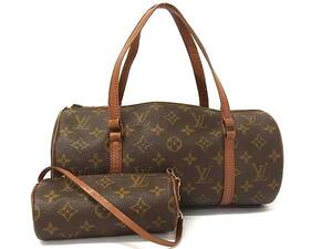 1円 LOUIS VUITTON ルイヴィトン M51365 モノグラム パピヨン30 円筒型 ハンドバッグ トートバッグ レディース ブラウン系 BK3958