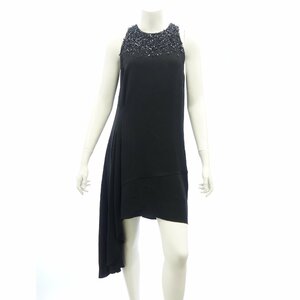 中古◆クリスチャンディオール ロングワンピース ビジュー 3A21646X1624 レディース ブラック系 サイズ34 Christian Dior【AFB36】