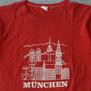 80s 90s Mnchen ミュンヘン ユーロ Tシャツ L レッド ドイツ Munich 大聖堂 フロッキープリント スーベニア ヨーロッパ ヴィンテージ