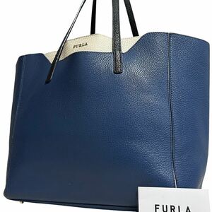 1円 〜【入手困難品】定価10万円 フルラ FURLA トートバッグ ビジネスバッグ ブリーフケース A4 2way ブルー レザー メンズ レディース