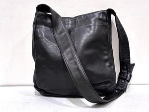 ｍ298 ★1円～中古現状品【Yohji Yamamoto ヨウジヤマモト】◆ショルダーバッグ ブラック色◆牛革 レザーバッグ 日本製 ファスナーポケット