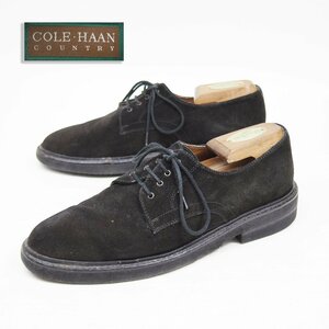 JUNK品　7-1/2 M表記　25.5cm相当　 COLE HAAN CITY コールハン プレーントゥ　外羽根　スエード　レザーシューズ　黒　24.1.11/U9869