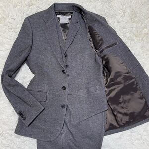 極美品 Lサイズ KATHARINE HAMNETT LONDON キャサリンハムネット スーツ セットアップ グレー 灰色 スリーピース 3B メンズ 紳士服 秋冬