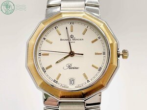 2407600055　＃ 1円～！ BAUME & MERCIER ボーム＆メルシェ リビエラ 5131.3 クォーツ QZ デイト 腕時計 ゴールド 純正ベルト ジャンク