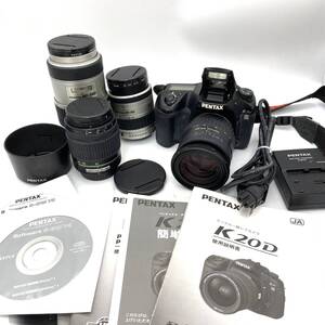 TY1915■【シャッター・フラッシュ確認OK】PENTAX ペンタックス K20 D デジタルカメラ ボディ レンズ 4点 まとめ 説明書 充電器有り