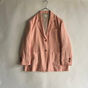 ROKU beauty&youth 日本製 ロク ビューティーアンドユース HEMP JACKET ヘンプジャケット オーバーサイズ サーモンピンク size 36 sk 