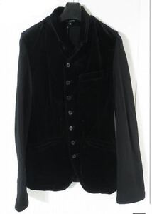 未使用ANN DEMEULEMEESTER/アンドゥムルメステール Warbler ベロア切替 ジャケット XS