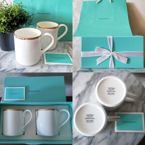 新品未使用★☆送料無料★☆本物 TIFFANY&Co. ゴールドバンドペアマグカップ★☆ ティファニー マグカップ★☆ TIFFANY 箱つき！