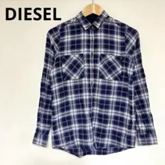 a654【DIESEL】ディーゼル チェックシャツ ネルシャツ ボタン