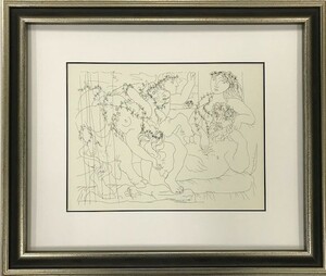 【特価】　≪　　パブロ・ピカソ　　≫　　リトグラフ【石版画】　MODEL WITH BULL AND TWO BACCHANTS　　1956年　　PABLO　PICASSO