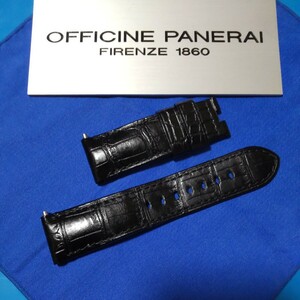 OFFICINE PANERAI 正規 オフィチーネ パネライ 純正 黒 ブラック アリゲーター クロコ ストラップ ベルト BDR Dバックル 24 / 22 mm 5回位