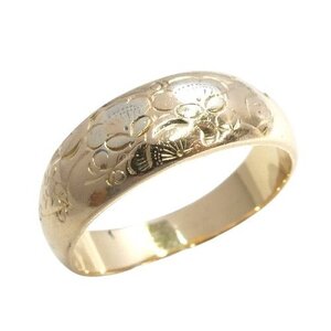 【K18】 デザイン リング 13号 イエローゴールド 18金 指輪 彫刻柄 yellow gold ring 【ネコポスOK】◇J