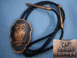 フクロウ ループタイ ベルトレーディングポスト 梟 ふくろう BELL TRADING POST SOLID COPPER OWL Bolo Tie