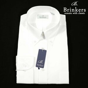 新品1円～★Brinkers ブリンカーズ 形態安定 綿100％ 長袖 ボタンダウンシャツ L 41-78 白無地 本物 ◆4818◆