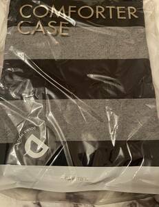 【新品】Francfrancフランフラン Washed Cotton Comforter Case コンフォーターケースダブル 190×210 Color: Black(黒とグレーストライプ)