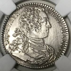 ★(UNDATED) フランス　ジェトン銀貨　ルイ15世 ・パリの都市景観　NGC UNC DETAILS CLEANED