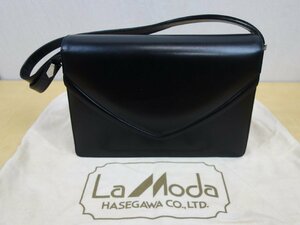 La Moda ラ・モーダ ハンドバッグ フォーマル 冠婚葬祭 レザー 黒 ブラック 保存袋付
