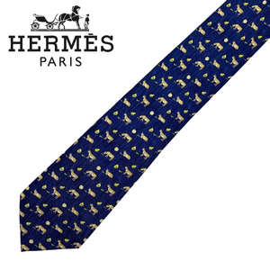 【中古】【非常に良い】HERMES ネクタイ ブランド エルメス ブルー【剣先幅：9cm】r-hermes-t-0592-03