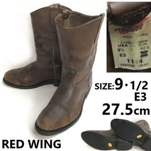 USA製★レッドウイング/RED WING★重厚本革/ペコスブーツ【9.5/27.5/brown/茶】ウエスタン/ビブラムソール/Leather/Boots/shoes◆pWB114-9