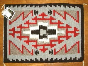 貴重 本物 ナバホ族 アーティスト製作 ラグ ナバホラグ NAVAJO RUG [53cm×75cm] インディアンジュエリー チマヨ オルテガ トルフィリオス