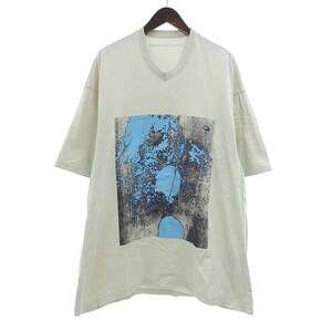 【PRICE DOWN】JULIUS 21SS mamuthones;期 グラフィック コットン ジャージー Tシャツ ベージュ サイズ メンズ2