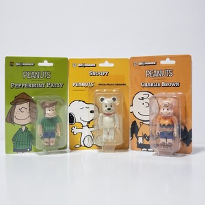 BE@RBRICK ベアブリック PEANUTS ピーナッツ CHARLIE BROWN, スヌーピー SNOOPY, PEPPERMINT PATTY 3種セット 100% 未開封