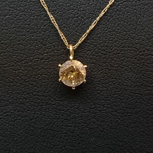 ネックレス K18 1.25g ブラウンダイヤモンド 0.5ct 48cm 鑑定書 ソーティング付 F.L.YELLOWISH BROWN I2 NONE 磨き済◆3105/高林店