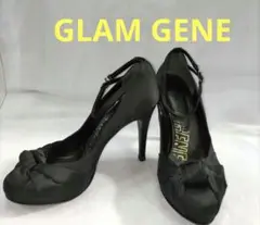 GLAM GENE❤日本製 サテン地 ピンヒール 黒パンプス